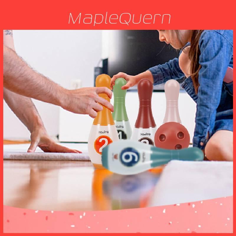 Kinder Kunststoff-Bowling-Set mit 8 Kegeln 2 Bällen Interaktives Indoor-Spiel für Kindergartenkinder