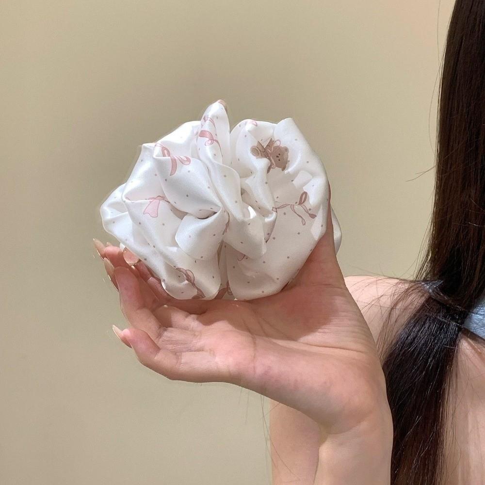 Seersucker Bow Hair Clip Polka Dot Bear Bowknot Ponytail Clip Elegant Hair Claw