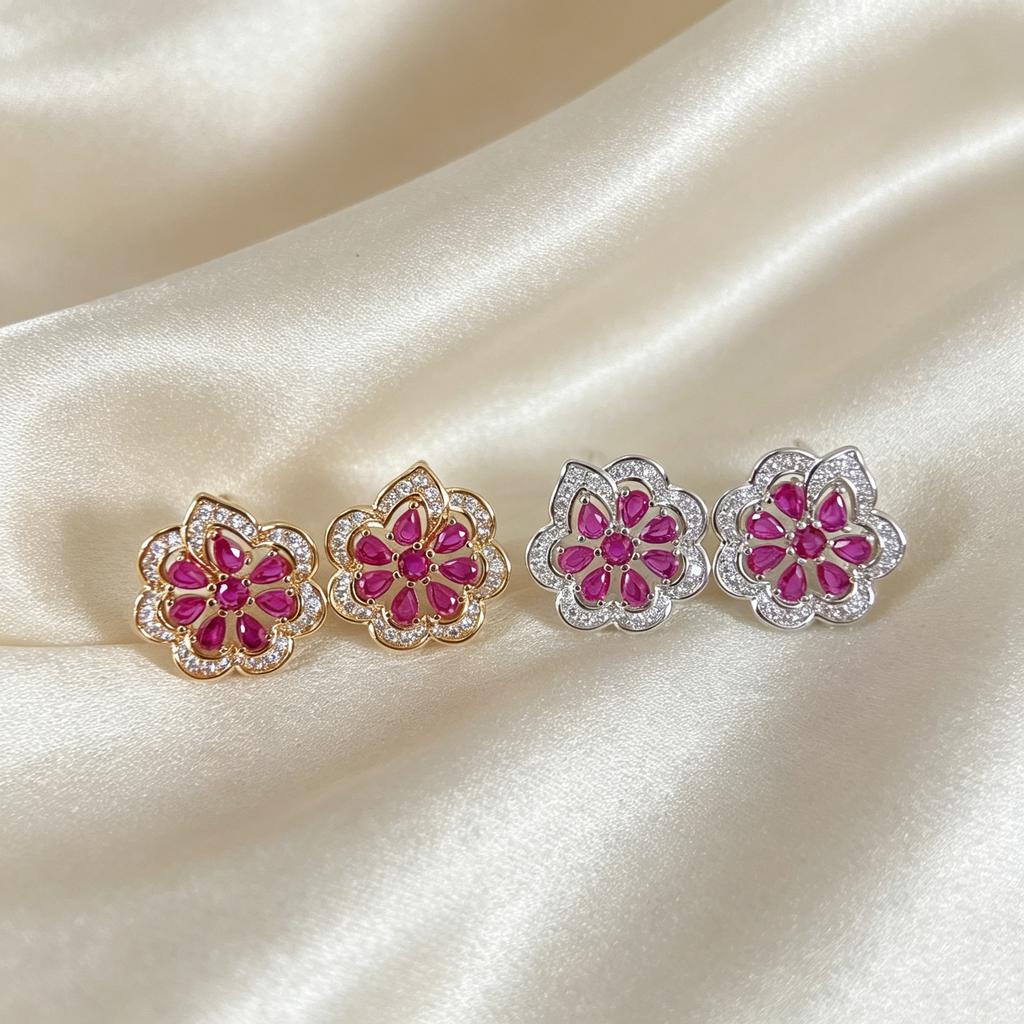 5 Colors Petals Zircon Stud Earrings Are Not Allergic, Exquisite Gifts, Affordable Luxury Goods jewelry Ladies, Everyday Wear
