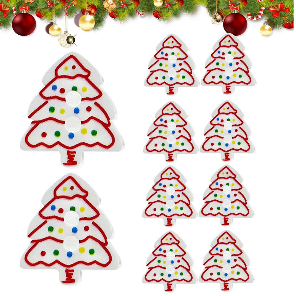 Christmas Buttons For Crafting 10-Piece Tree-Shaped Ornament Pin 2D Acrylic Christmas Embellishments For Crafts For Holiday