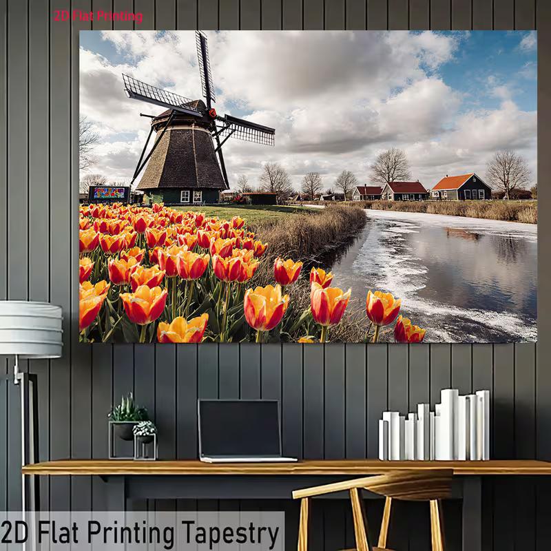 2D Holland Windmill Backdrop for Travel, Nature or Spring Festival Photoshoot