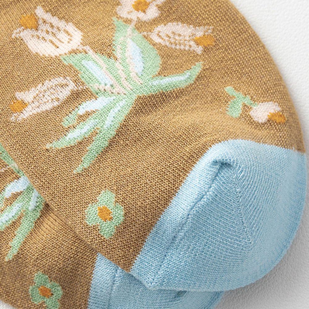 Thin Girls Mid-calf Socks Revivalism Retro Style Sock Women French Style Floral Tube Socks Female