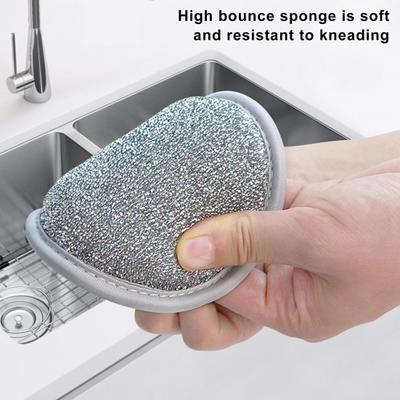 15Pcs Sponge Wipe Double Sided Steel Wire Non-greasing Dishwashing Cloth with Hanging Hole Sponge Dish Cloth