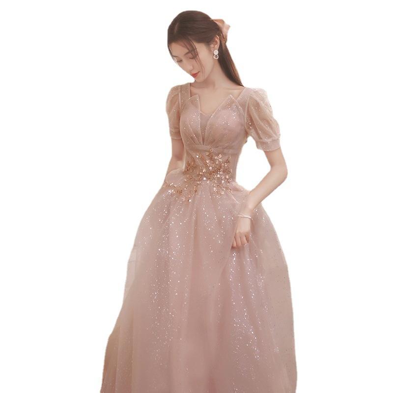 Small Evening Dress Skirt Banquet 1011 New Light Luxury Niche Style Temperament Host Dress Female Summer