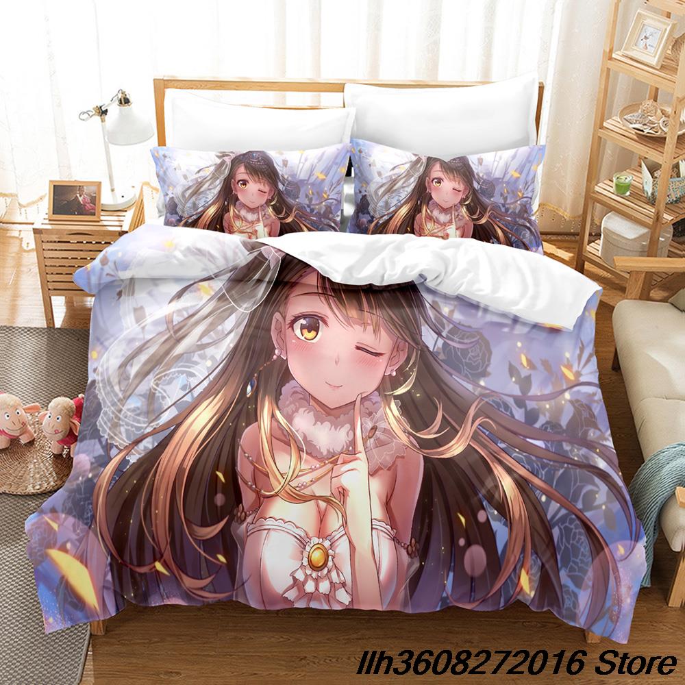 New New Kawai Love Live! Beding Set Carton Anime thre-piece set Adult People Kid Bedrom with Soft Fabric Duvetcover Sets Kawai colcha de verano c