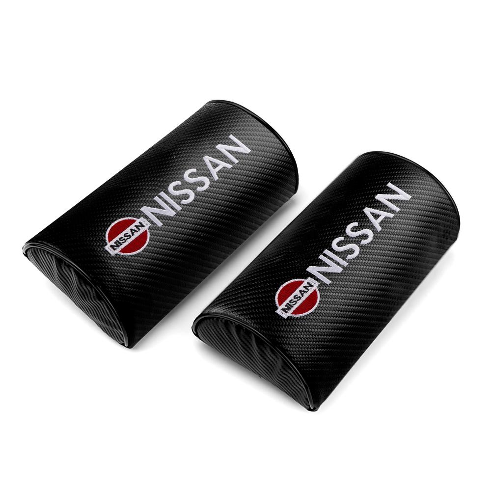 wskpa9 1/2 Stück Autositz Kohlefaser Weiches Kopfstützen Nackenstützkissen Reise Ruhe Zubehör Für Nissan Nismo X-Trail Qashqai Sylphy