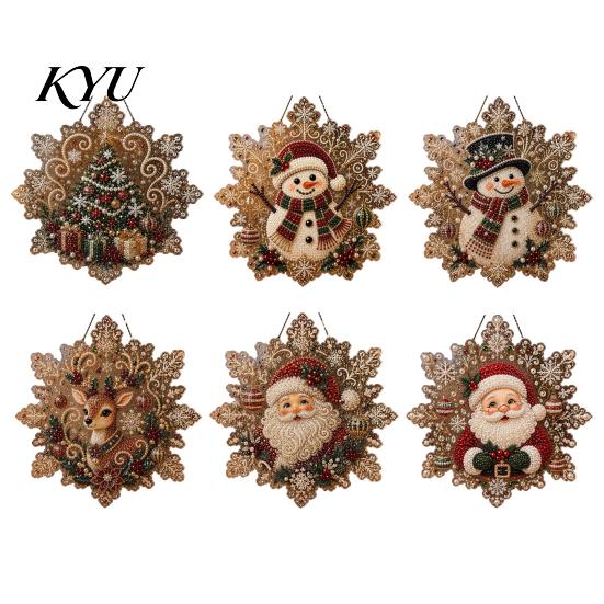 Presentes Lembrança Feitos à Mão para Amigos Natal Arte com Pérolas Artificiais Kit de Enfeite para Pendurar, Pintura com Contas DIY Suprimentos de Floco de Neve Acrílico Suncatcher,