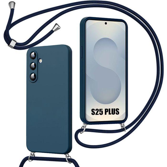 Case for Samsung Galaxy S25 Plus (s25+) Silicone Protection with Cord - Navy Blue