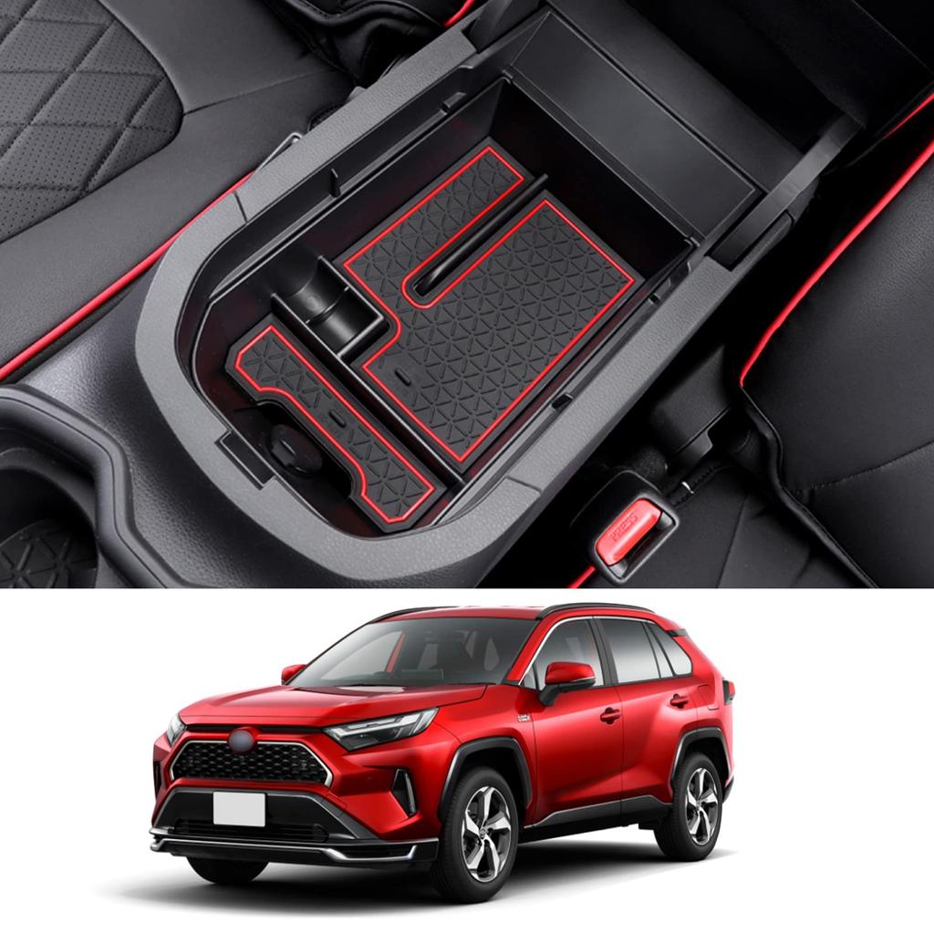 Coleya Toyota New RAV4 50 Series Console Storage Box Console Tray Center Box Tray with Rubber Specially Designed for Your Convenient Coin Car