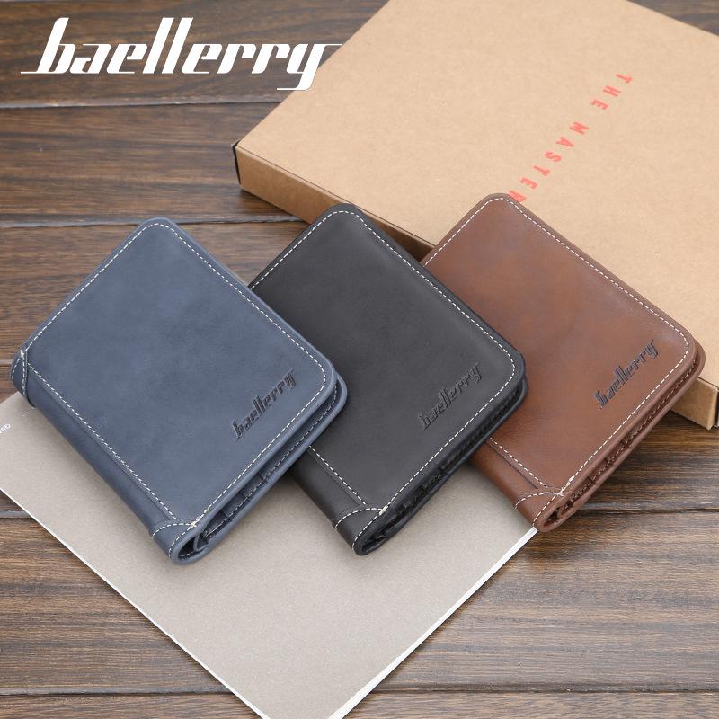 Men's Large Capacity Vertical Bi-fold Money Clip Wallet by Baellerry