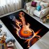 Flaming Electric Guitar Smoke Reflection Print Carpet for Living Room Bedroom Sofa Home Decor Rus Non-slip Floor Mat Luxury Gift