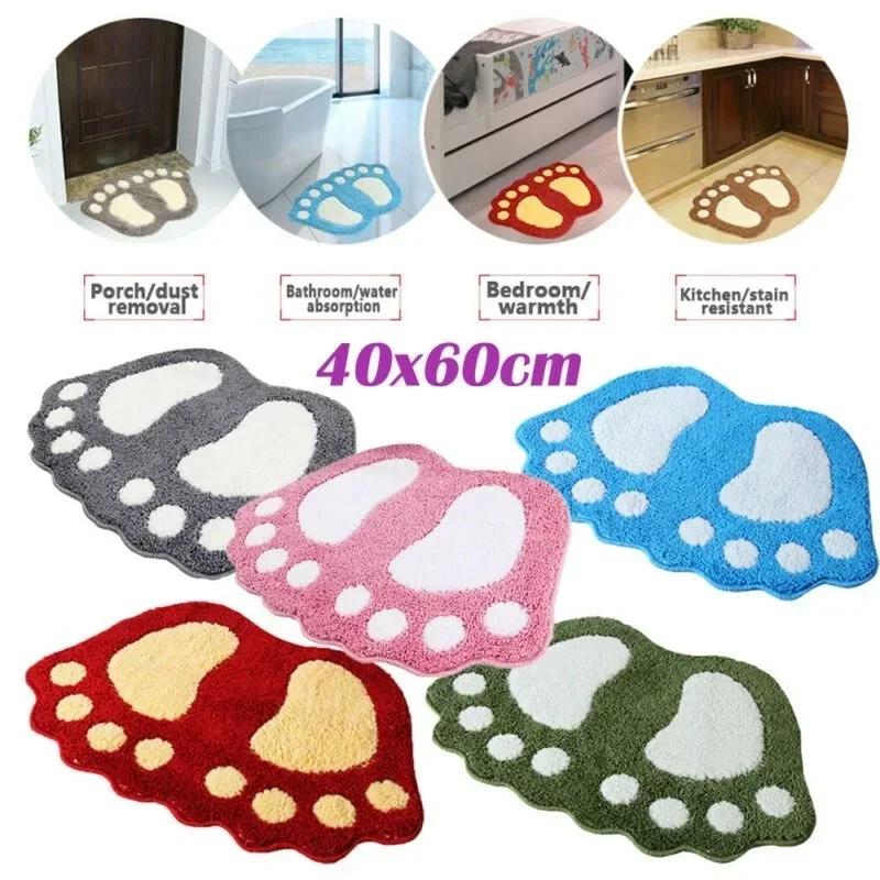 Cute Footprints Big Feet Bath Mats Pads Cartoon Style Toilet Non-slip Rug for Bathroom Carpet Floor Super Absorbent Mat Foot Rug