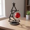 Holiday Atmosphere Ornament Christmas Tree Table Decoration, Metal Line Art Sculpture with Festive Figurine for Workstation Red Ball Xmas Party Desk,