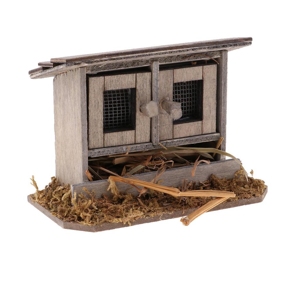 1/12 Miniatures Dollhouse Wooden Simulation Chicken Coop Decoration Mini Chicken Coop for Dollhouse Decoration Accessories