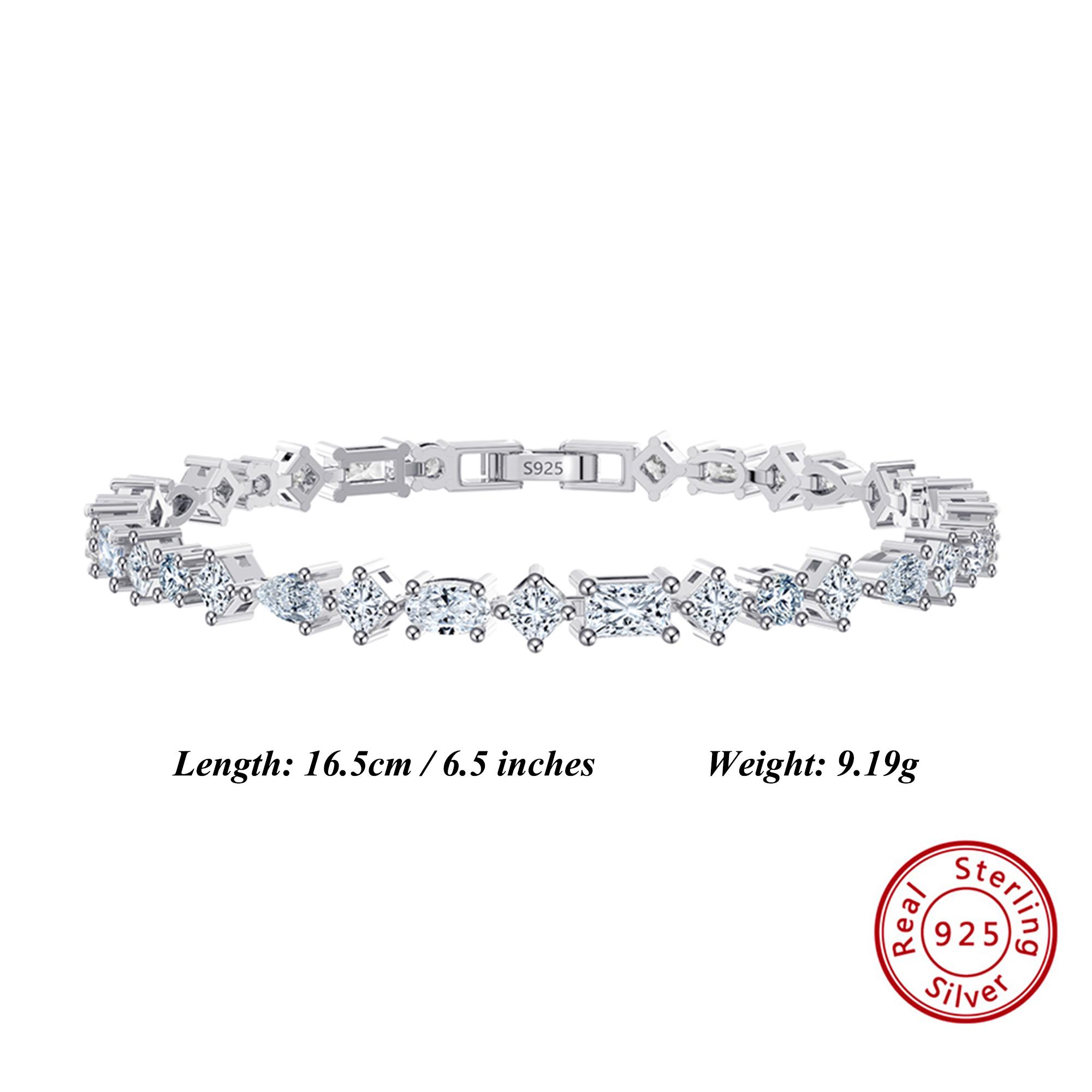 

EFFIE QUEEN Enchanting 925 Sterling Silver Tennis Chain Bracelet Featuring a Luxurious Geometric Zirconia Ideal Gift Wear SB167
