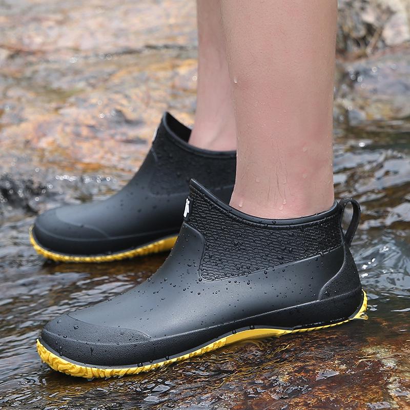 Men's Low-Cut Non-Slip Rain Boots - Water Shoes for Outdoor Wading