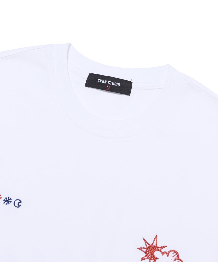 CPGN STUDIO Love Slowly Embroidered Short Sleeve White