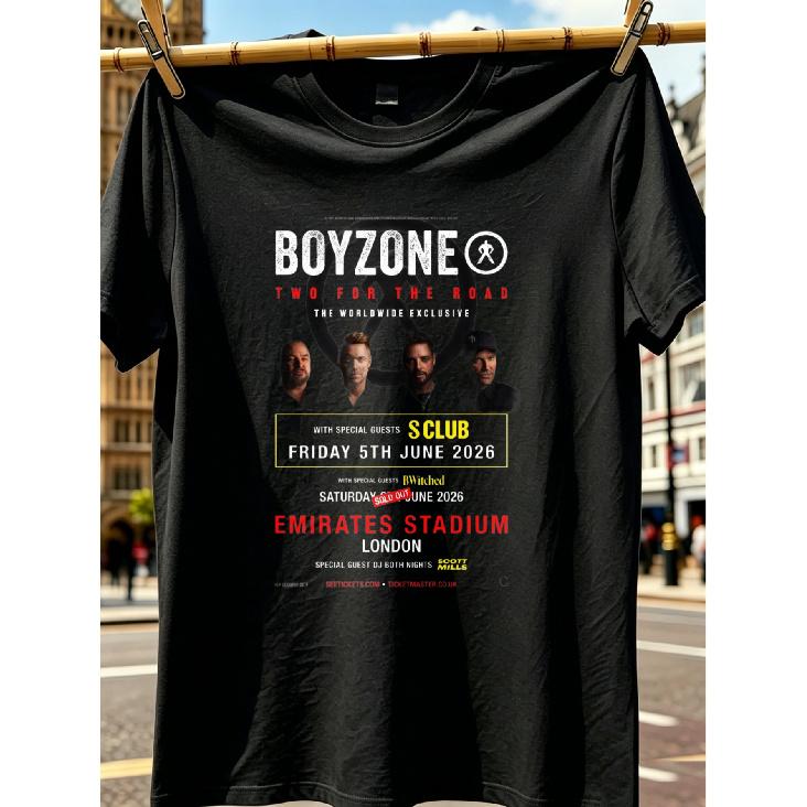 New Style Fun Boyzone Two for The Road Concert T Shirt Black Casual Wear for Music Fans Festival Gift 100 Cotton And Versatile Daily Outfit Short Sve
