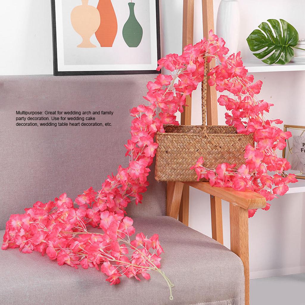 1.8m 256 Simulated Artificial Sakura Flower Garland Hanging Vines for Spring Home Room Wedding Party Decor