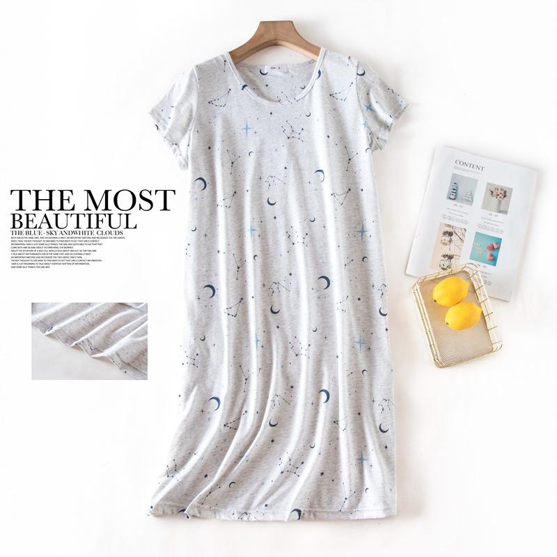 Plus size Estate Donna Camicia da notte Manica corta Simpatico cartone animato pigiameria dolce O Collo Camicie da notte Pigiama Pigiama da donna in cotone