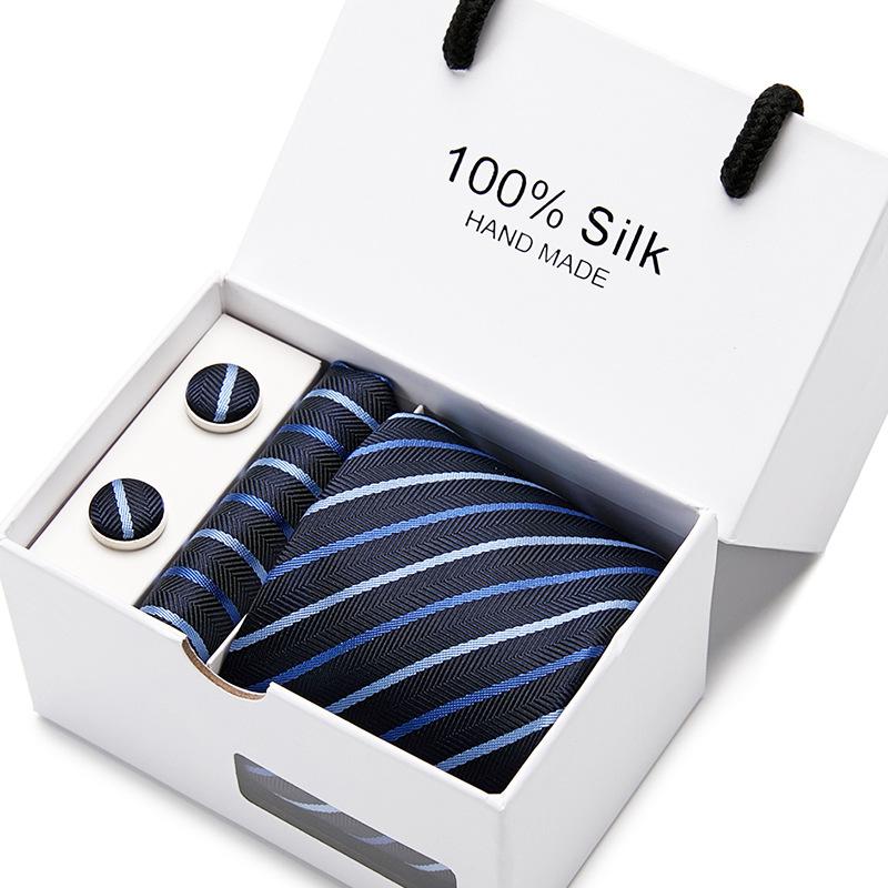 Men'S Tie Gift Box 5-Piece Set Tie Pocket Towel Scarf Cuff