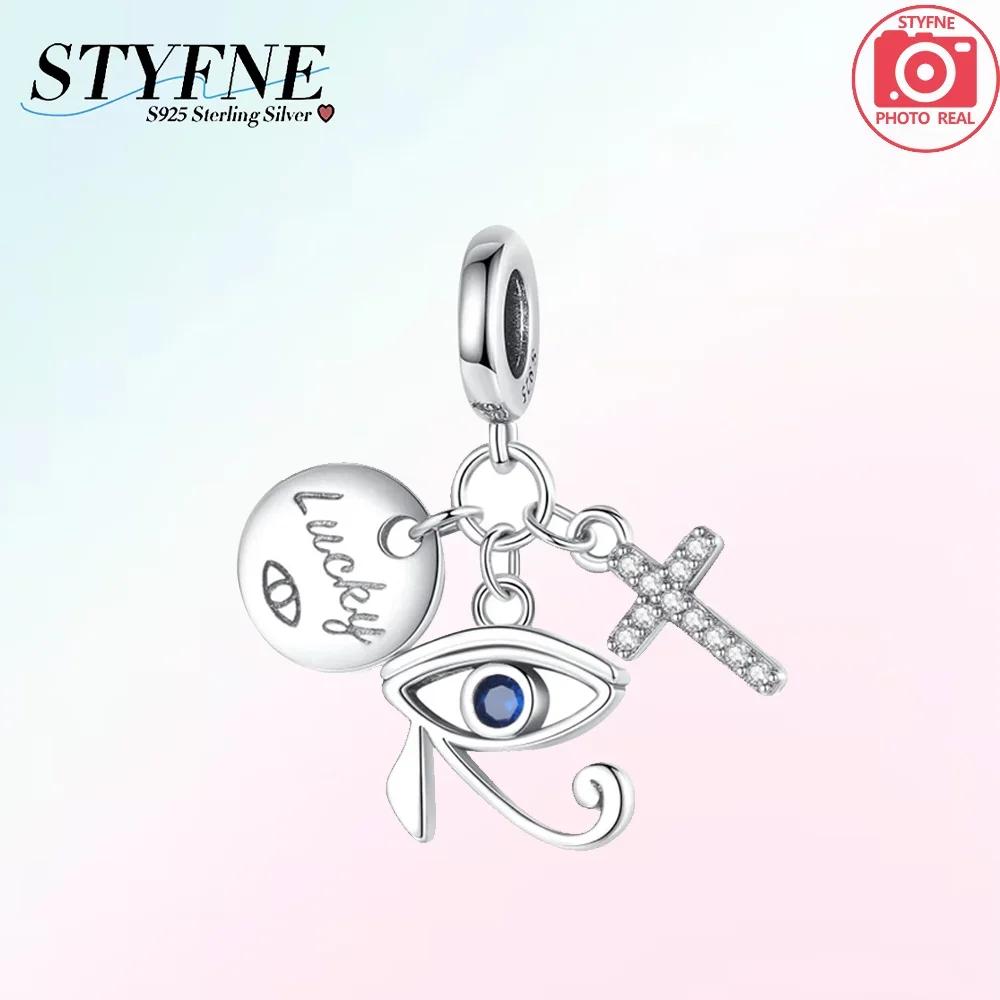 100% Copper Sparkling Zircon Devil'S Eye Cross Golden Palm Holding Red Heart Charms Beads Fit Original Bracelets Diy Jewelry