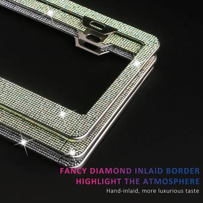 1PCS Luxury Bling License Plate Frame License Plate Holder Fit for U.S Car Accessories for Women