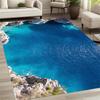 Beach Starfish Seashell Moon Wave Print Large Area Rug Soft Flannel Non Slip Floor Carpet for Living Room Coastal Nautical Style