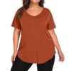 Women's Solid Color Large Size V-neck Top Loose Pocket T-shirt