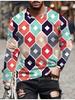 T Shirts for Man Geometric Block 3D Print Autumn Long Sleeve T-Shirt Pullover Casual Male Tops Street Lightweight Men's Clothes