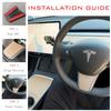 Leeogench Real Wood Tesla Steering Wheel Cover - Model 3 & Y Interior Decoration Wrap Kit - Open Pore