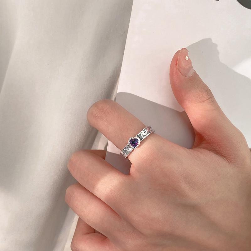 Chic Heart Adjustable Ring For Women Fashionable Copper Jewelry With Stunning Zircon Detail