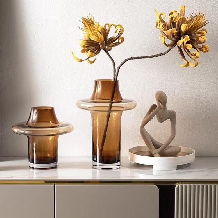 Vintage Flower Vase Art Glass Vase for Living Room Fresh Dried Flower Arrangement Home Decor