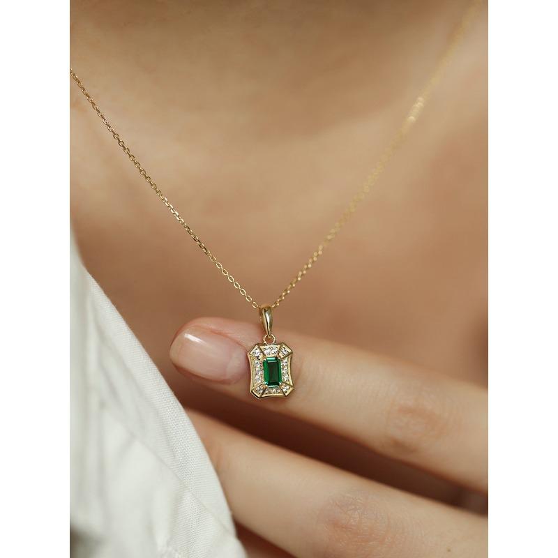 Ciondolo collana zircone smeraldo imperiale - gioielli di design vintage, di nicchia
