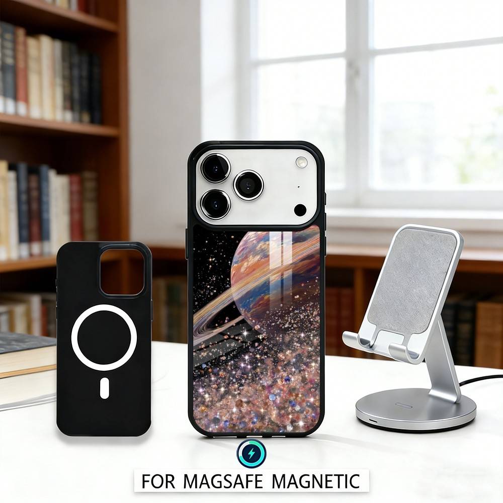 S-Saturn S-Solar System Phone Case For iPhone17,16,15,14,13,12,Pro,Max,Magnetic For Magsafe Wireless Charging