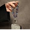 1pc Multicolor Crystal Beads Phone Wrist Strap Elegant Universal Smartphone Lanyard And Keychain Accessory Stylish Women'S Bag Pendant