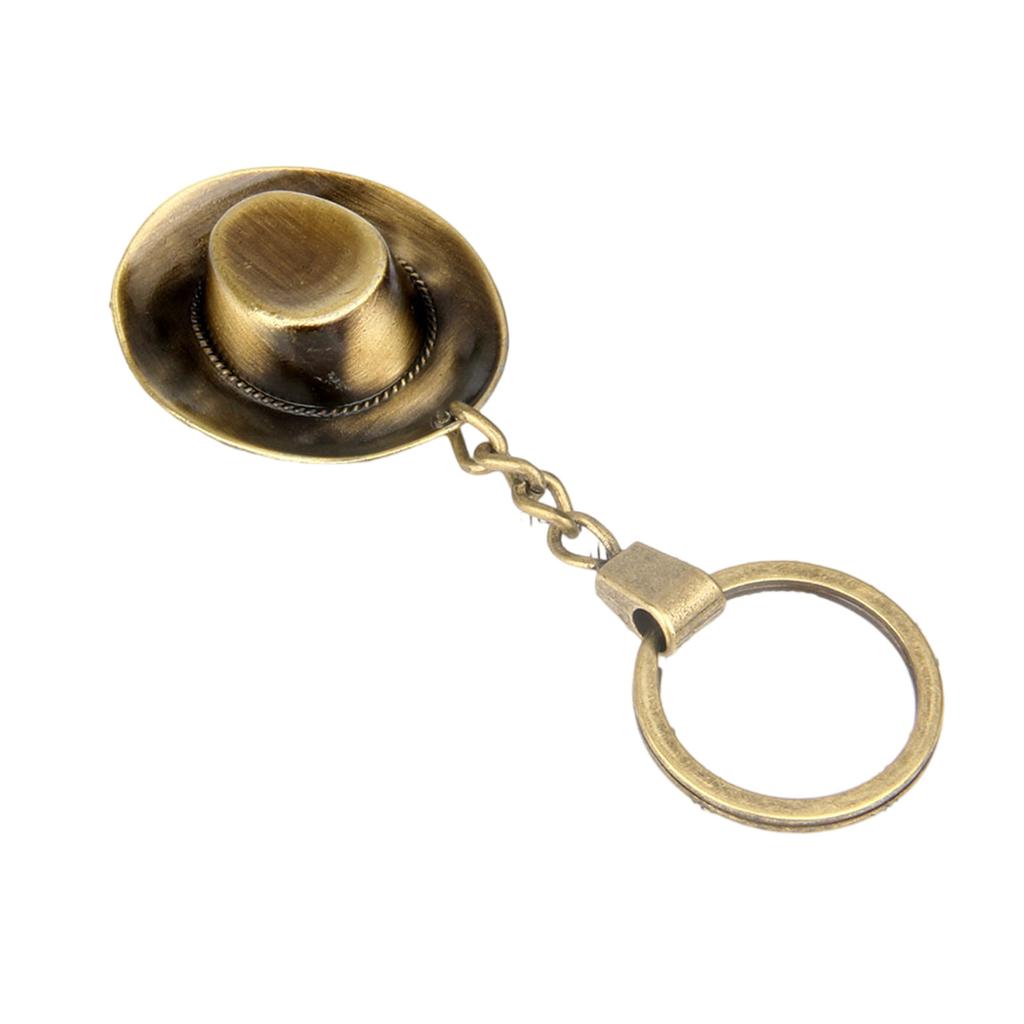 Antique Cowboy Hat Shaped Key Ring Holder Stylish Copper Alloy Pendant Keychain Ornament For Outdoor Enthusiasts