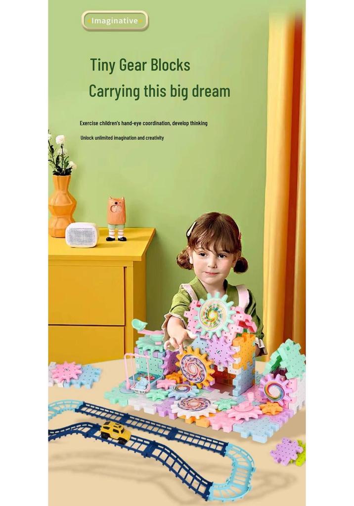 Children's Electric Rotating Gear Building Set - Large Particle Educational Toy