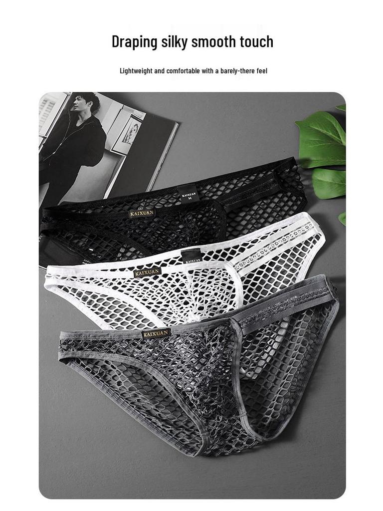 Men's Large Mesh Triangle Briefs - Quick-Drying, Comfortable, European-American Style