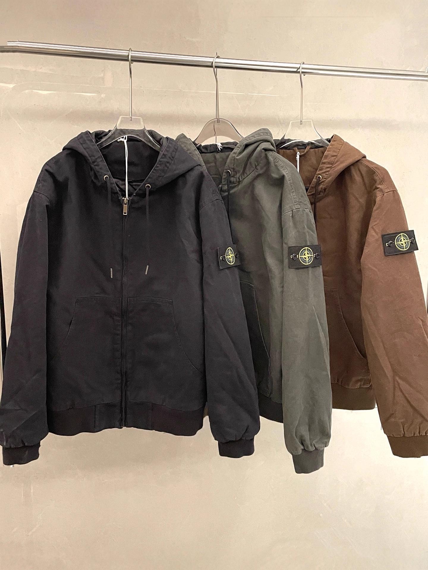 Ретро потертая стираная плотная хлопковая куртка с капюшоном L