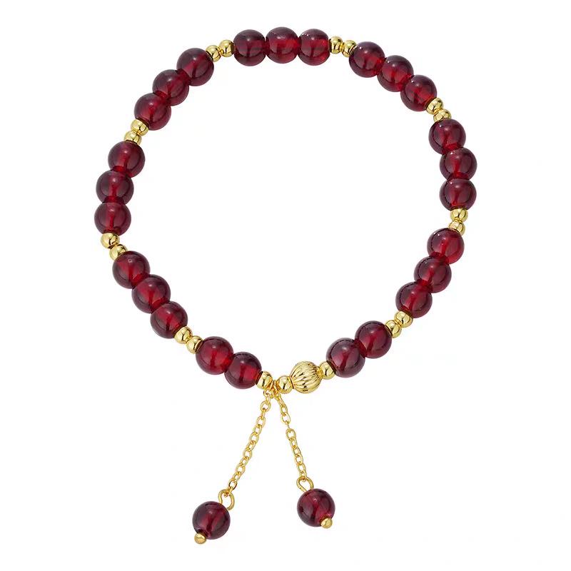 Elegant Garnet Beaded Bracelet for Women - High-End, Light Luxury Design, Perfect Gift for Besties