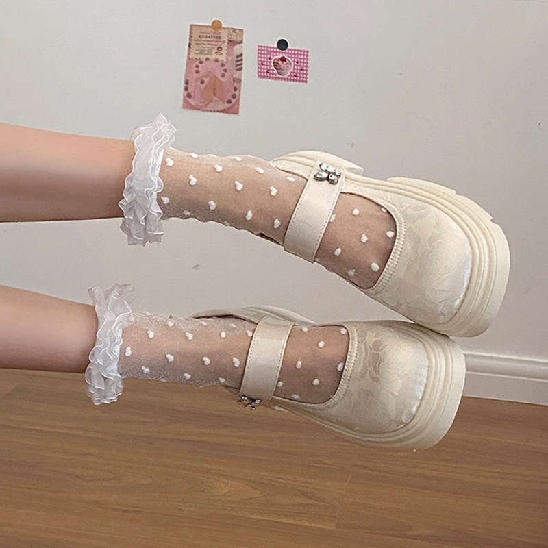 Thick-soled heightening embroidered Mary Jane shoes women's 2025 summer new with skirt sweet round head versatile small leather shoes