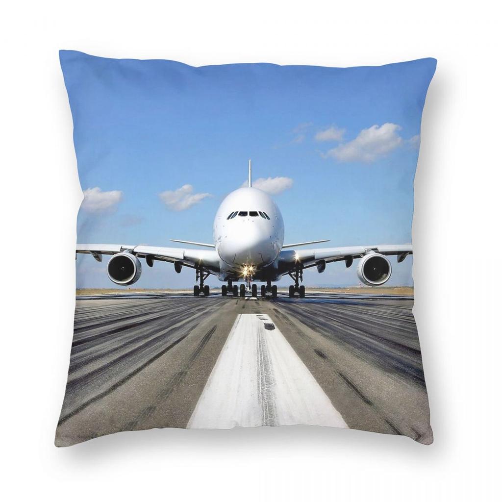 Airbus A On The Runway Square Pillowcase Polyester Linen Velvet Printed Zip Decor Pillow Case Home Cushion Cover