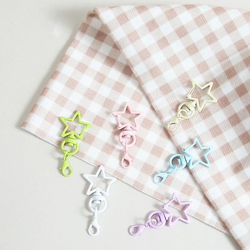 10Pcs Metal Colorful Five-Pointed Star Keychain Keyring Hooks With Lobster Clasp For Diy Craft Jewelry Making Keychain Supplies