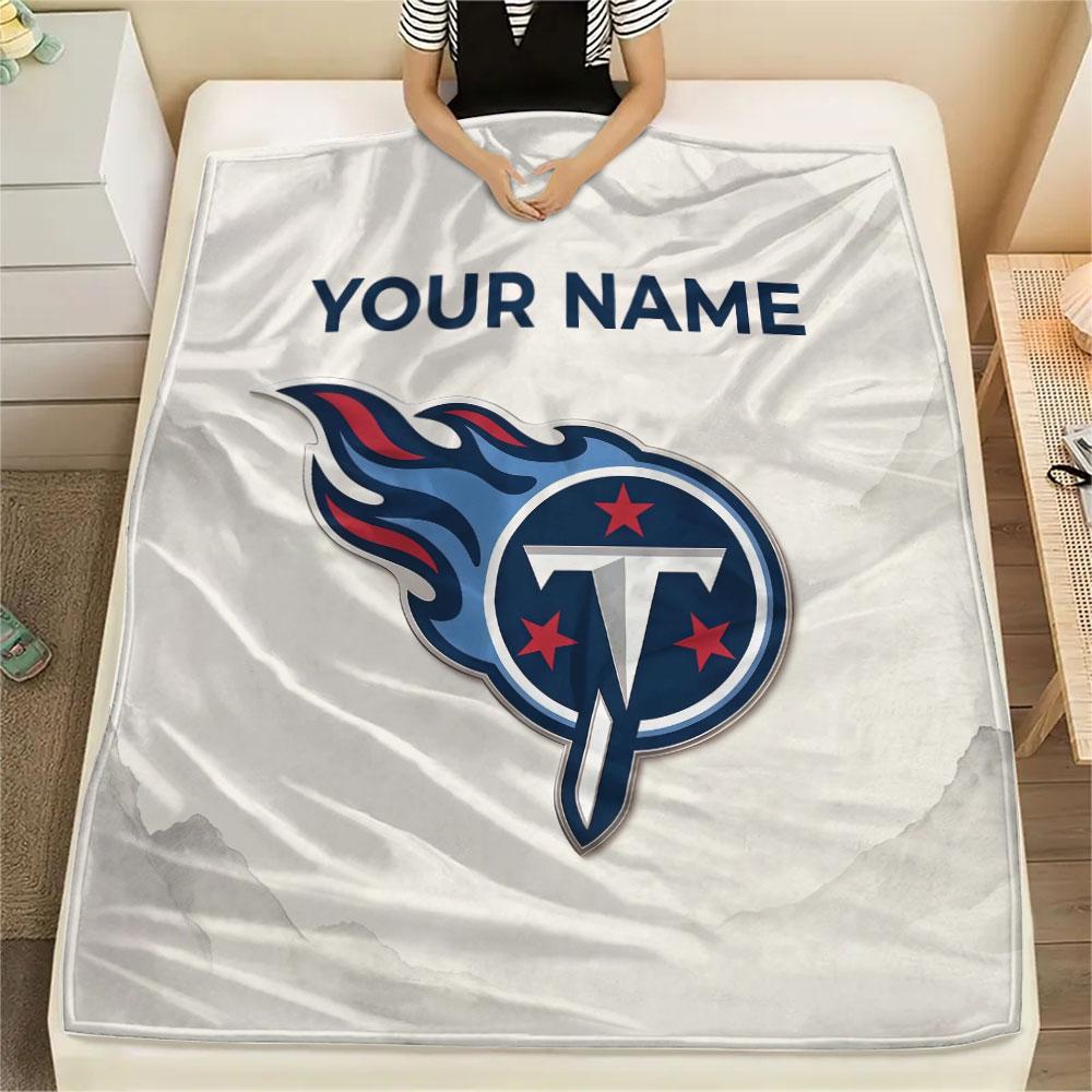 Custom Name,Tennessee Titans Printed Flannel Blanket, soft throw for bedroom sofa, washable, Christmas present, great gift.