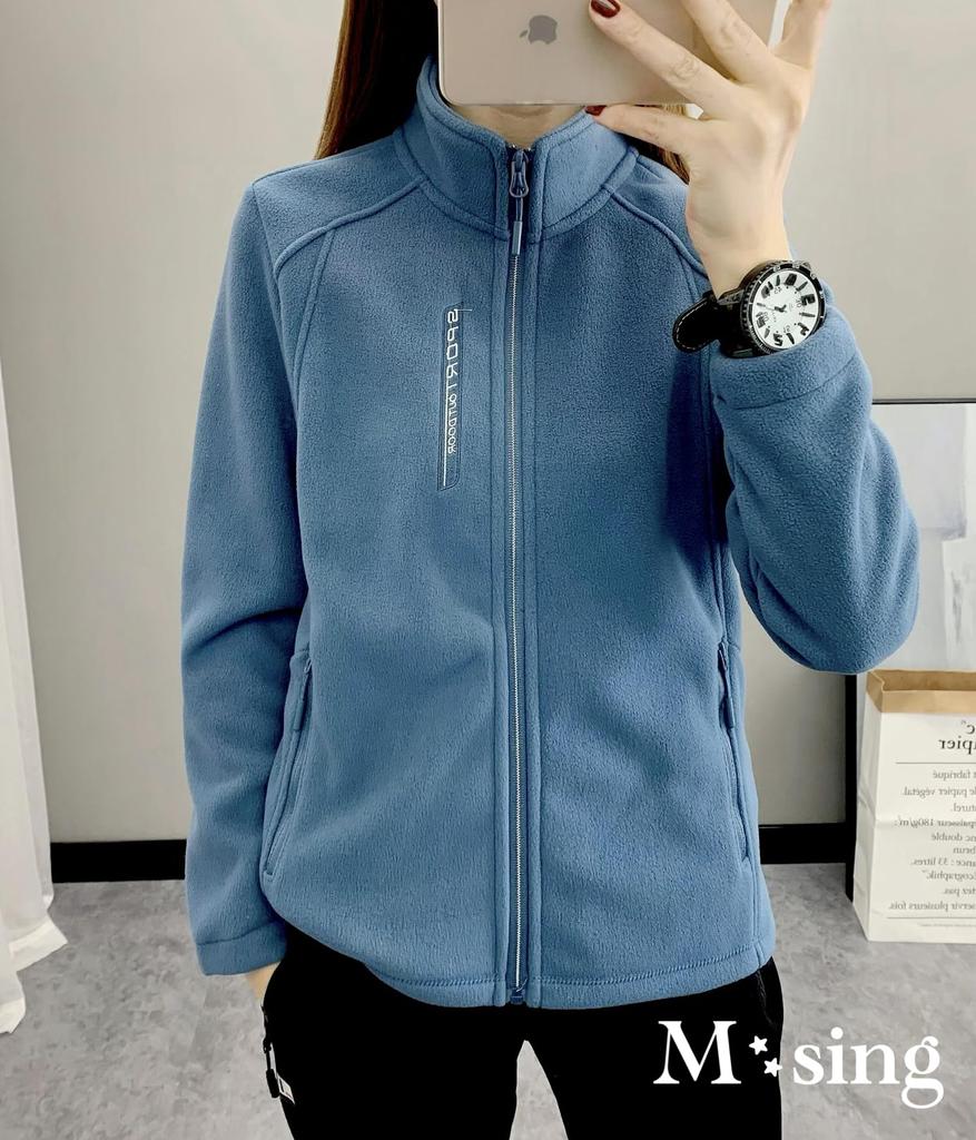 Fleece Jacket with Stand Perfect for Outdoor and and Features Long and Slimming Casual Size M-Sing Women's Full-Zip Collar, Golf, Activities, Fall,