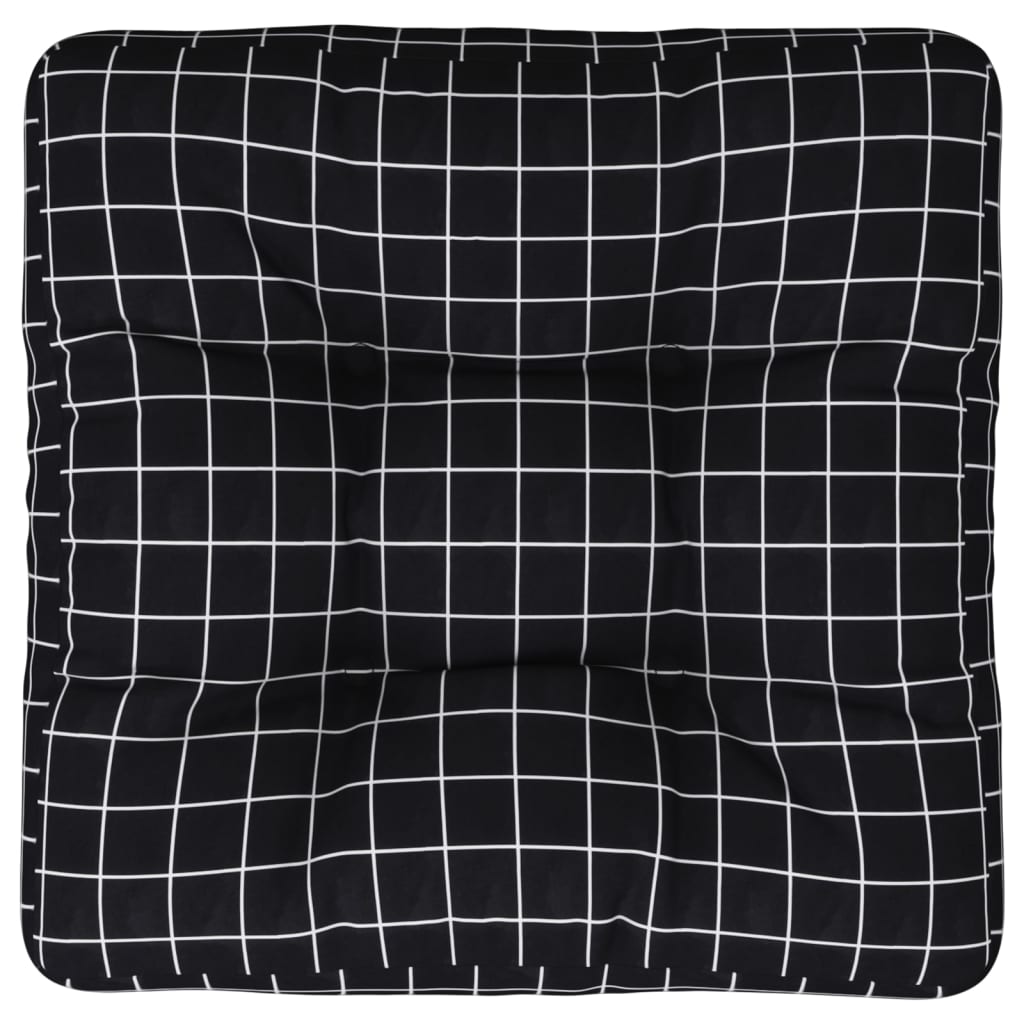 Pallet Cushion Black Checkered Pattern 60 X 60 X 12 Cm Fabric