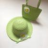 Children Charm Princess Straw Baby Girl Sun Beach Hat Flower Cap & Handbag Lovely Summer