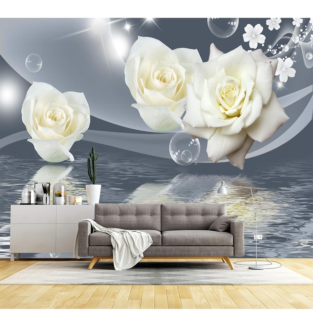 Floral Wallpaper Romantic Rose Swan Lake Mural Living Room Bedroom 3d Flower Wallpaper Home Decor