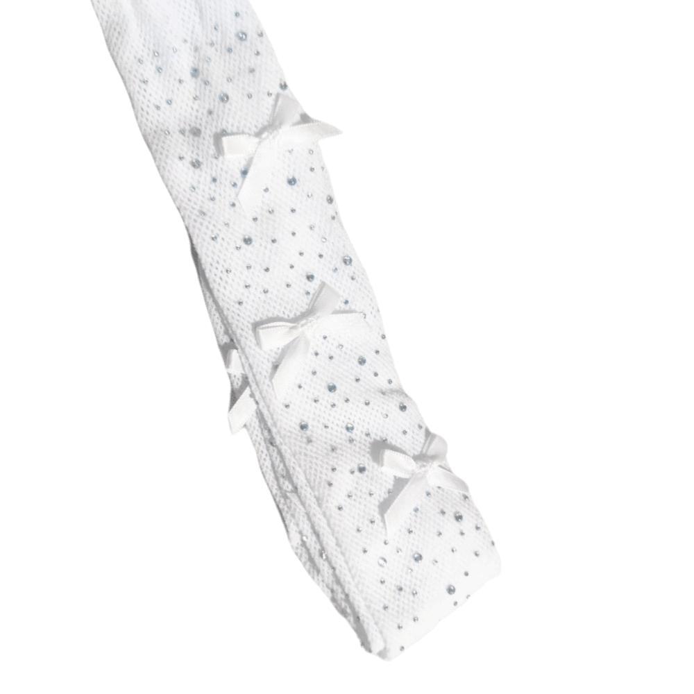 Bow Accents Girls Mesh Pantyhose Breathable Hollow-Out Leggings Sparkling Stockings  Summer Wear Large-Style 4